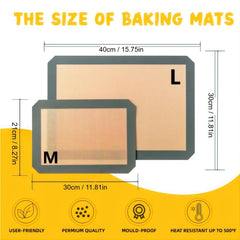 2 Pack Non Skid Silicone Baking Mat Set - Reusable Nonstick Bakeware Mats