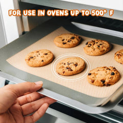 2 Pack Non Skid Silicone Baking Mat Set - Reusable Nonstick Bakeware Mats