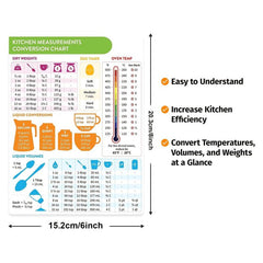 1pc Kitchen Conversion Chart Magnet 8in 6in Imperial Metric To Standard Decor