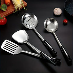 4pcs Stainless Steel Utensil Set Cooking Turner Spatula Spoon Colander Safe Use