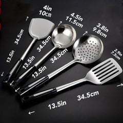 4pcs Stainless Steel Utensil Set Cooking Turner Spatula Spoon Colander Safe Use