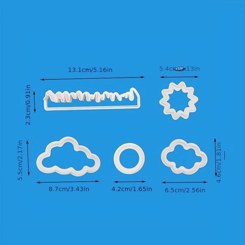5pcs Cloud Shaped Cake Mold Plastic Cookie Mold Baking Tools