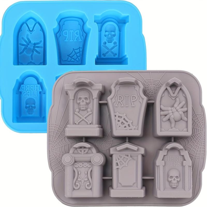 Halloween Ice Cube Mold Tombstone & Skull Chocolate Mould