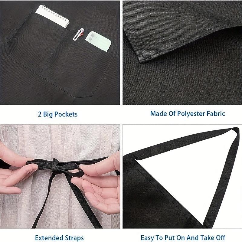 6pcs Polyester Apron Waterproof Adjustable Suspenders Apron