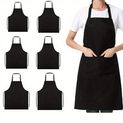 6pcs Polyester Apron Waterproof Adjustable Suspenders Apron