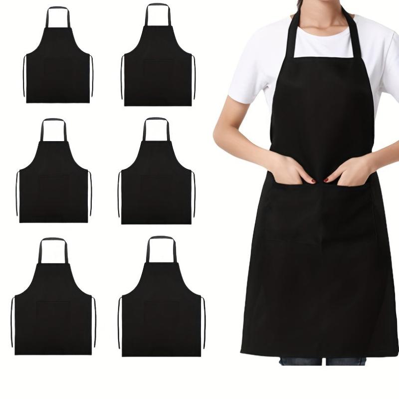 6pcs Polyester Apron Waterproof Adjustable Suspenders Apron