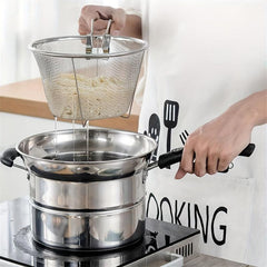 Stainless Steel Frying Basket Kitchen Steam Rinse Strain Fry Basket Strainer