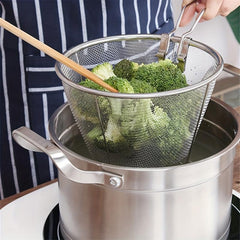 Stainless Steel Frying Basket Kitchen Steam Rinse Strain Fry Basket Strainer
