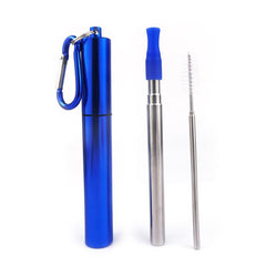 Portable Stainless Steel Straw with Silicone Mouth - Multicolor
