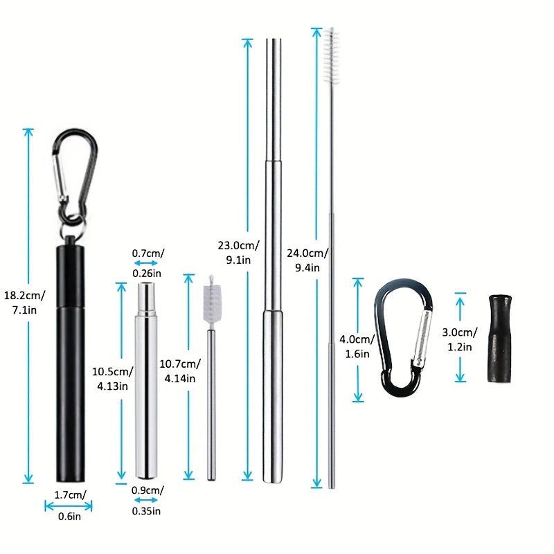 Portable Stainless Steel Straw with Silicone Mouth - Multicolor