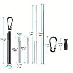 Portable Stainless Steel Straw with Silicone Mouth - Multicolor