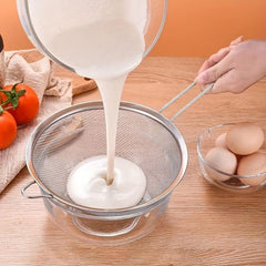 Stainless Steel Mesh Strainer with Sturdy Handle for Juicing, Soy Milk