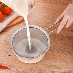 Stainless Steel Mesh Strainer with Sturdy Handle for Juicing, Soy Milk