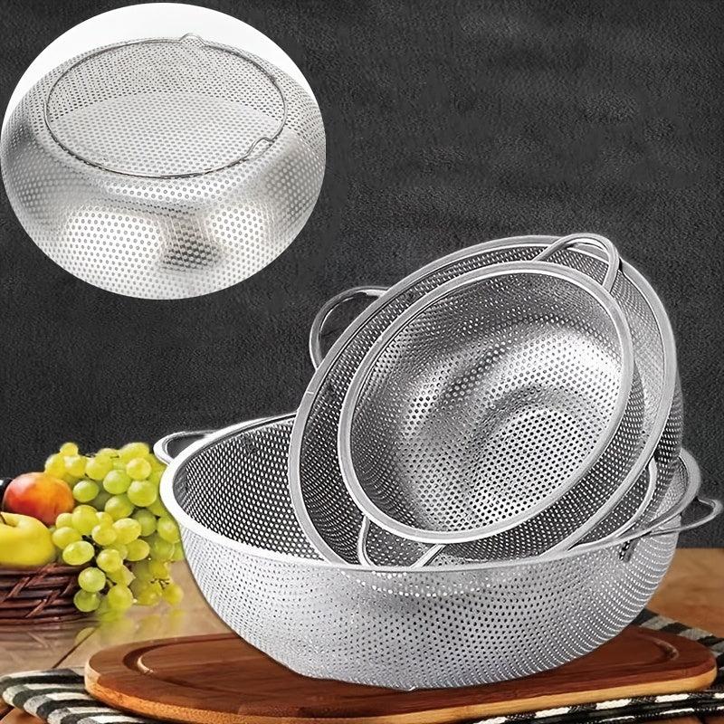 304 Stainless Steel Drain Basket Colander Kitchen Rice Washing Basin