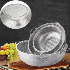 304 Stainless Steel Drain Basket Colander Kitchen Rice Washing Basin