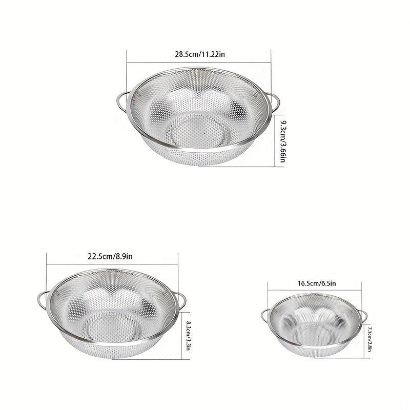304 Stainless Steel Drain Basket Colander Kitchen Rice Washing Basin