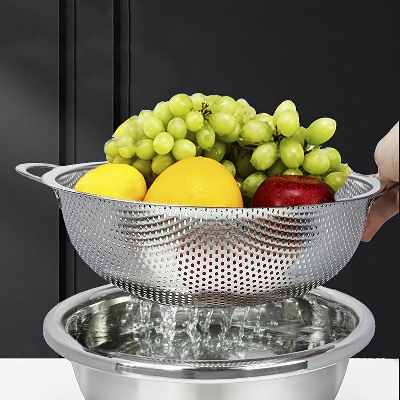 304 Stainless Steel Drain Basket Colander Kitchen Rice Washing Basin