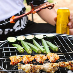 10pcs BBQ Grill Tool Set with Storage Bag, Skewers, Fork, Spatula, Tongs, Brush