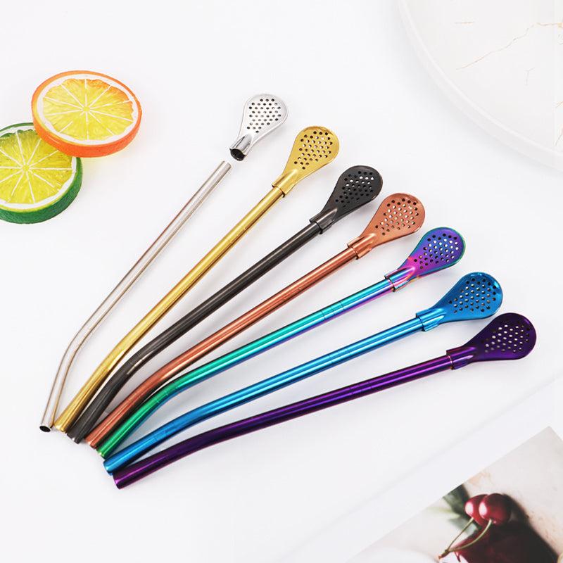 Detachable Stainless Steel Straw Colander for Straining & Storing
