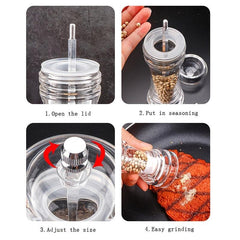 Refillable Salt & Pepper Grinder Bottles Acrylic Material