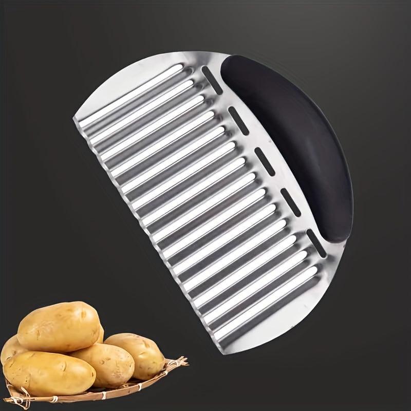Crinkle Cutter Wavy Chopper Stainless Steel Safety Kitchen French Fry Chip Cutte