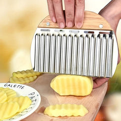 Crinkle Cutter Wavy Chopper Stainless Steel Safety Kitchen French Fry Chip Cutte