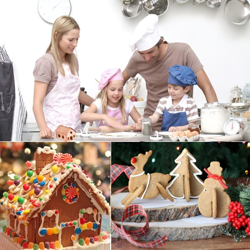 18pcs 3D Gingerbread House Biscuit Mold Set Stainless Steel Christmas Tree Snowm