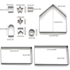 18pcs 3D Gingerbread House Biscuit Mold Set Stainless Steel Christmas Tree Snowm