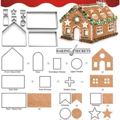 18pcs 3D Gingerbread House Biscuit Mold Set Stainless Steel Christmas Tree Snowm