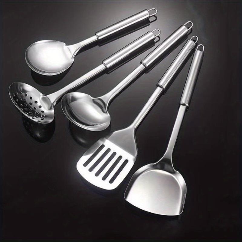 5pcs Stainless Steel Utensil Set Spatula Ladle Slotted Turner Rice Paddle Spoon