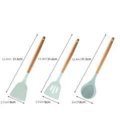 12pcs Silicone Kitchen Utensils Set - Spatula Ladle Whisk Tong - Kitchen Gadgets