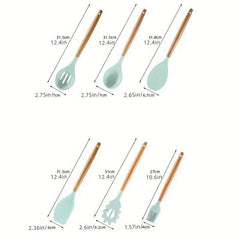 12pcs Silicone Kitchen Utensils Set - Spatula Ladle Whisk Tong - Kitchen Gadgets