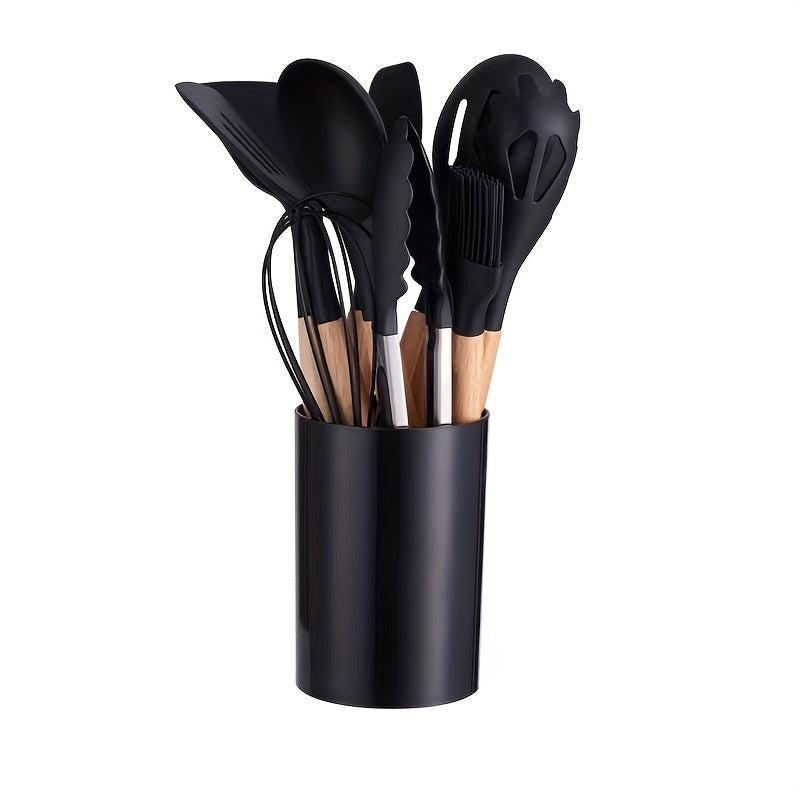 12pcs Silicone Kitchen Utensils Set - Spatula Ladle Whisk Tong - Kitchen Gadgets