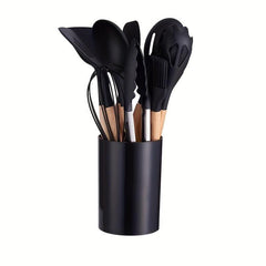 12pcs Silicone Kitchen Utensils Set - Spatula Ladle Whisk Tong - Kitchen Gadgets