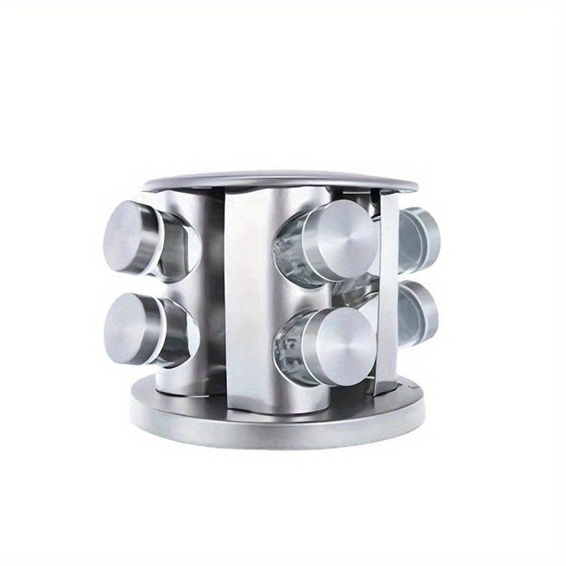 Rotating Spice Rack with 16 Jars Stainless Steel Seasoning Organizer