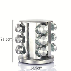 Rotating Spice Rack with 16 Jars Stainless Steel Seasoning Organizer