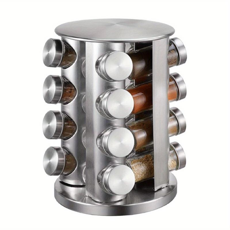 Rotating Spice Rack with 16 Jars Stainless Steel Seasoning Organizer