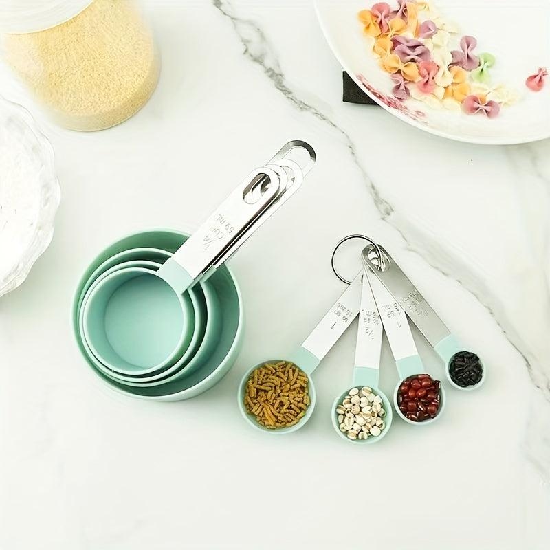 8pcs Measuring Cups & Spoons Set Stainless Multifunctional Spoo