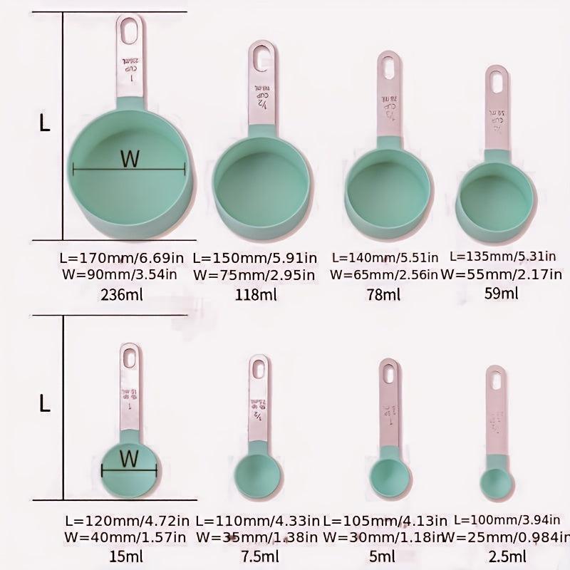 8pcs Measuring Cups & Spoons Set Stainless Multifunctional Spoo