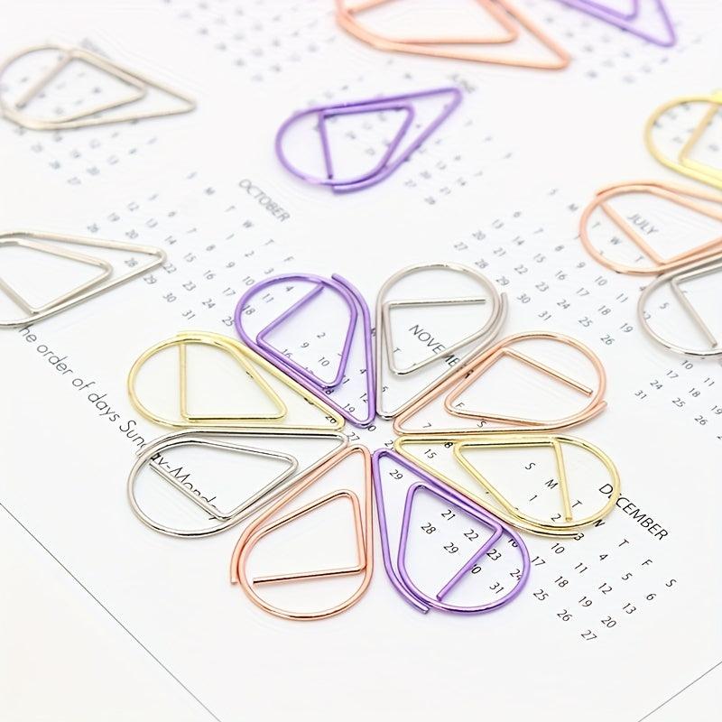 100pcs 500pcs Creative Metal Paper Clips Drop Shape Assorted Colors