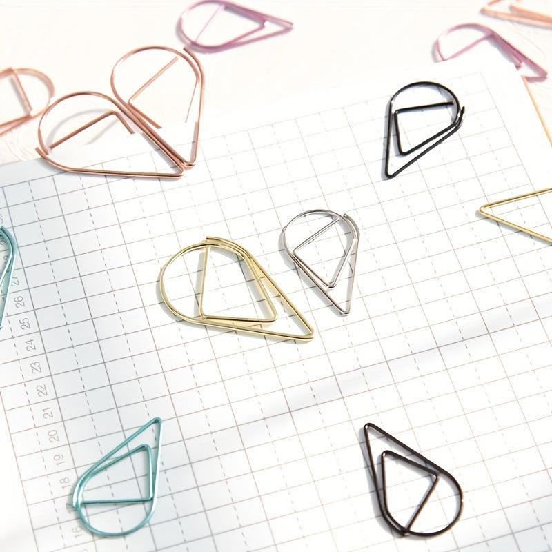 100pcs 500pcs Creative Metal Paper Clips Drop Shape Assorted Colors