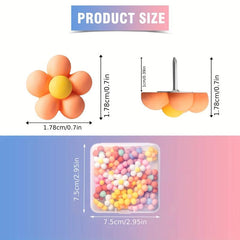 Colorful Flower Push Pins Decorative Thumb Tacks Set of 30