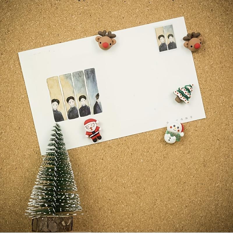 10pcs Cartoon Christmas Push Pins Santa Claus Elk Tree Bulletin Board Decor