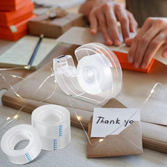 16sets Transparent Adhesive Tape Dispenser Set for Office and School