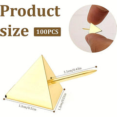 100pcs Golden Push Pins Decorative Triangle Shaped Thumb Tacks