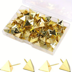 100pcs Golden Push Pins Decorative Triangle Shaped Thumb Tacks