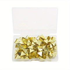 100pcs Golden Push Pins Decorative Triangle Shaped Thumb Tacks