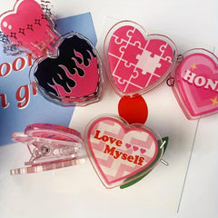 American Retro Clip Acrylic Girl Heart Stationery Love Clip