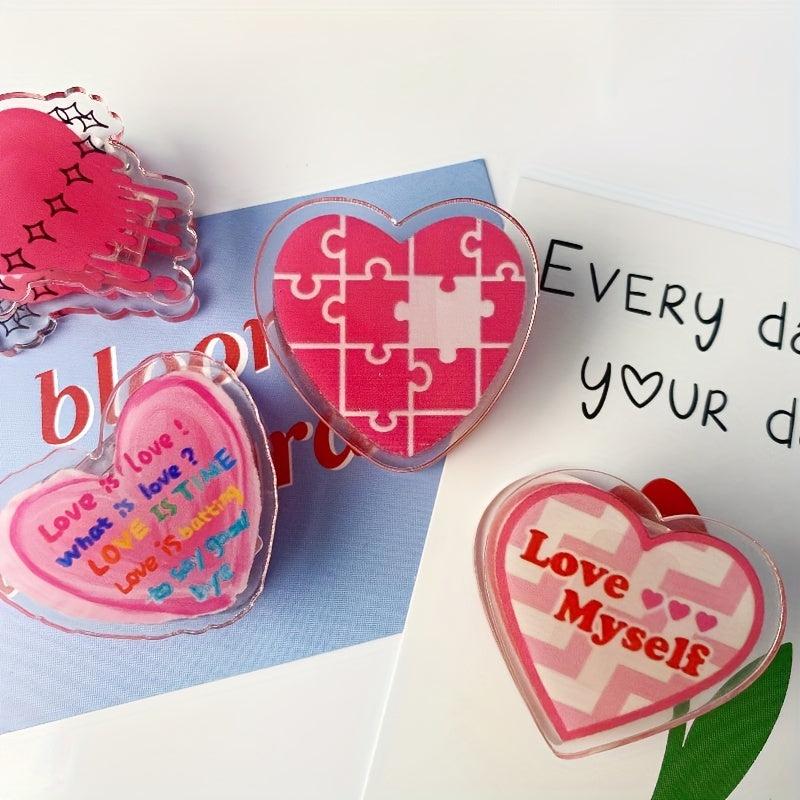 American Retro Clip Acrylic Girl Heart Stationery Love Clip