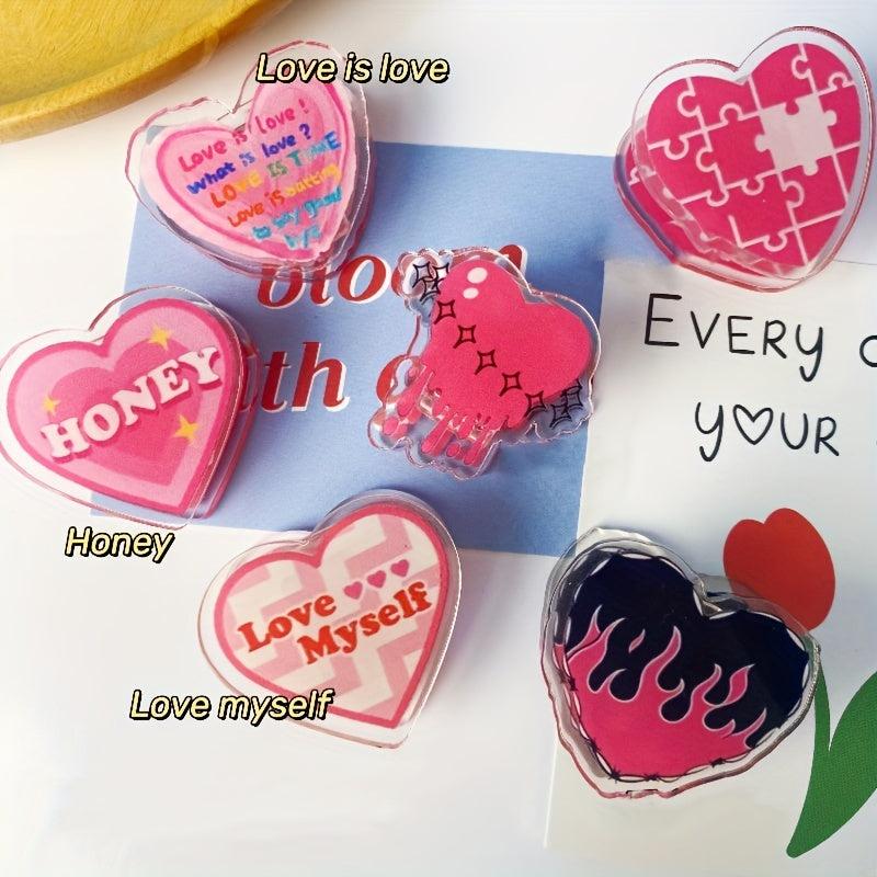 American Retro Clip Acrylic Girl Heart Stationery Love Clip